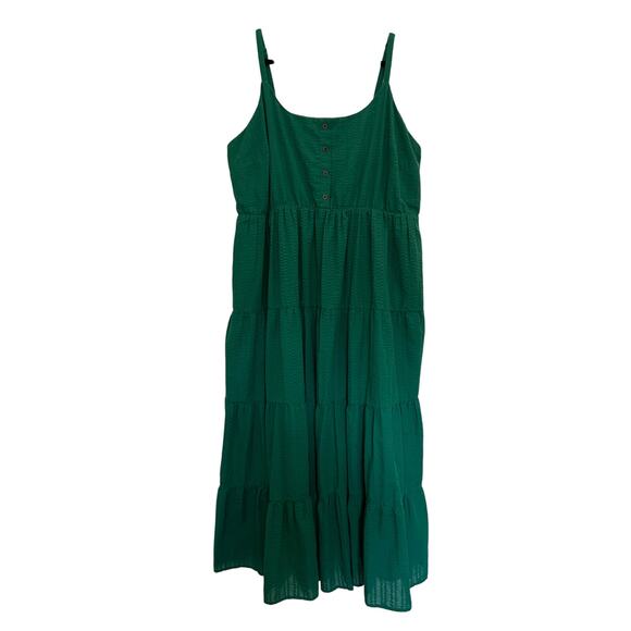 Torrid Green Textured Tiered Maxi Dress Sleeveless Adjustable Strap Boho Prairie - Picture 3 of 14